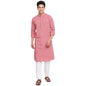 Fabindia Men Cotton Dobby Slim Fit Long Kurta Red_S