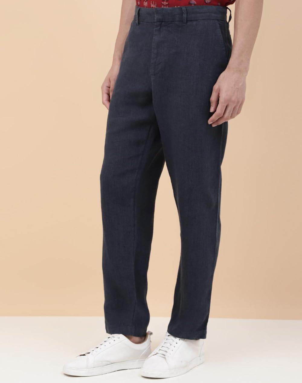 Fabindia Men's Straight Fit Pants (1032427NAVY_Navy Blue