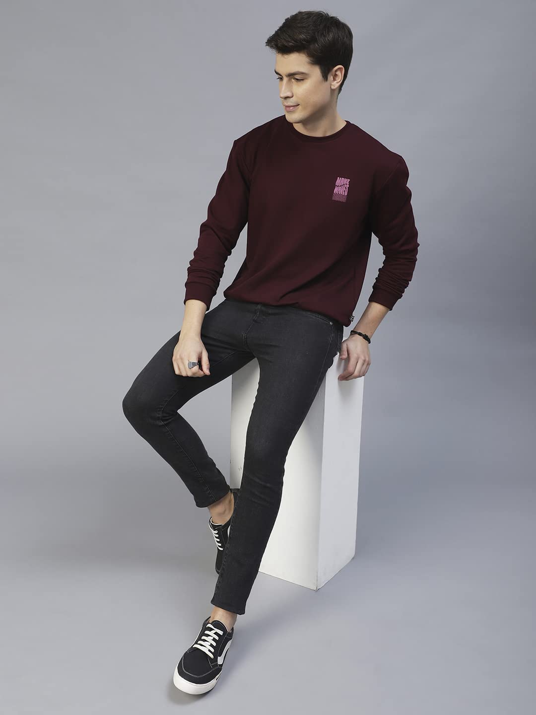 Rigo Cotton & Fleece Printed Round Neck Sweatshirt for Men | Full Sleeves Sweatshirt for Men | Casual Wear Stylish Sweatshirts f