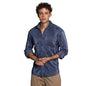 Campus Sutra Mens Navy Blue Textured-Pleat Shirt | Casual Wear | Spread Collar | Long Sleeve | Button Closure | Shirt Crafted w