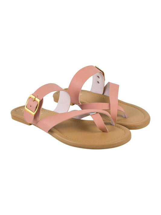Shoetopia WomenS Flats Peach With Side Buckle | Stylish Comfortable Slip-On Ballerina Shoes For Women & Girls | Casual & Office