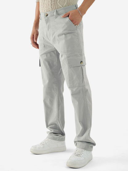 The Souled StoreSolids: Ice GreyMen Cargo Pants
