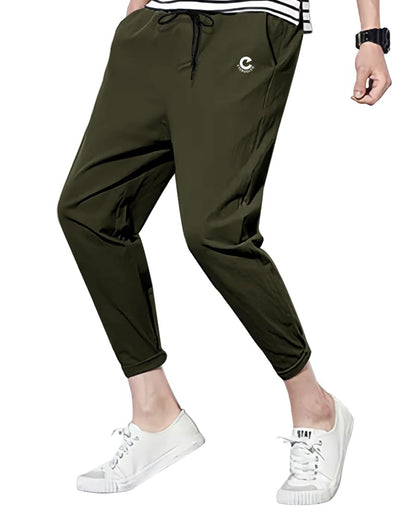 Eyebogler MenS Solid Brand Logo Track Pants Olive Green