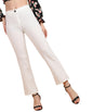 POPWINGS Women Casual White Self Designed Solid Formal Trousers Trousers | Stylish Trousers | Regular Wear Trousers