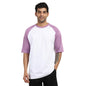 Nobero MenS Colorblock Oversized Fit T-Shirt (1M-Twts-R0103-Bl_White-Purple