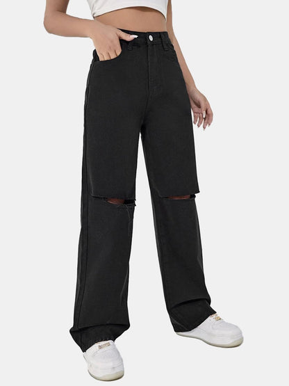 KOTTY Womens Solid High Rise Cotton Lycra Blend Relaxed Fit Jeans Jet Black