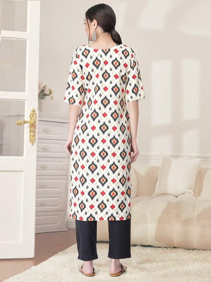 Pinkmint Kurta Set for Women Cotton Printed Straight Kurta with Pant (Pack of 1)