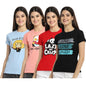Preneum Womens Cotton Regular Fit Latest Graphic Stylish Printed Short Sleeves Casual T-Shirt || Trendy & Latest Style (Pack 4)