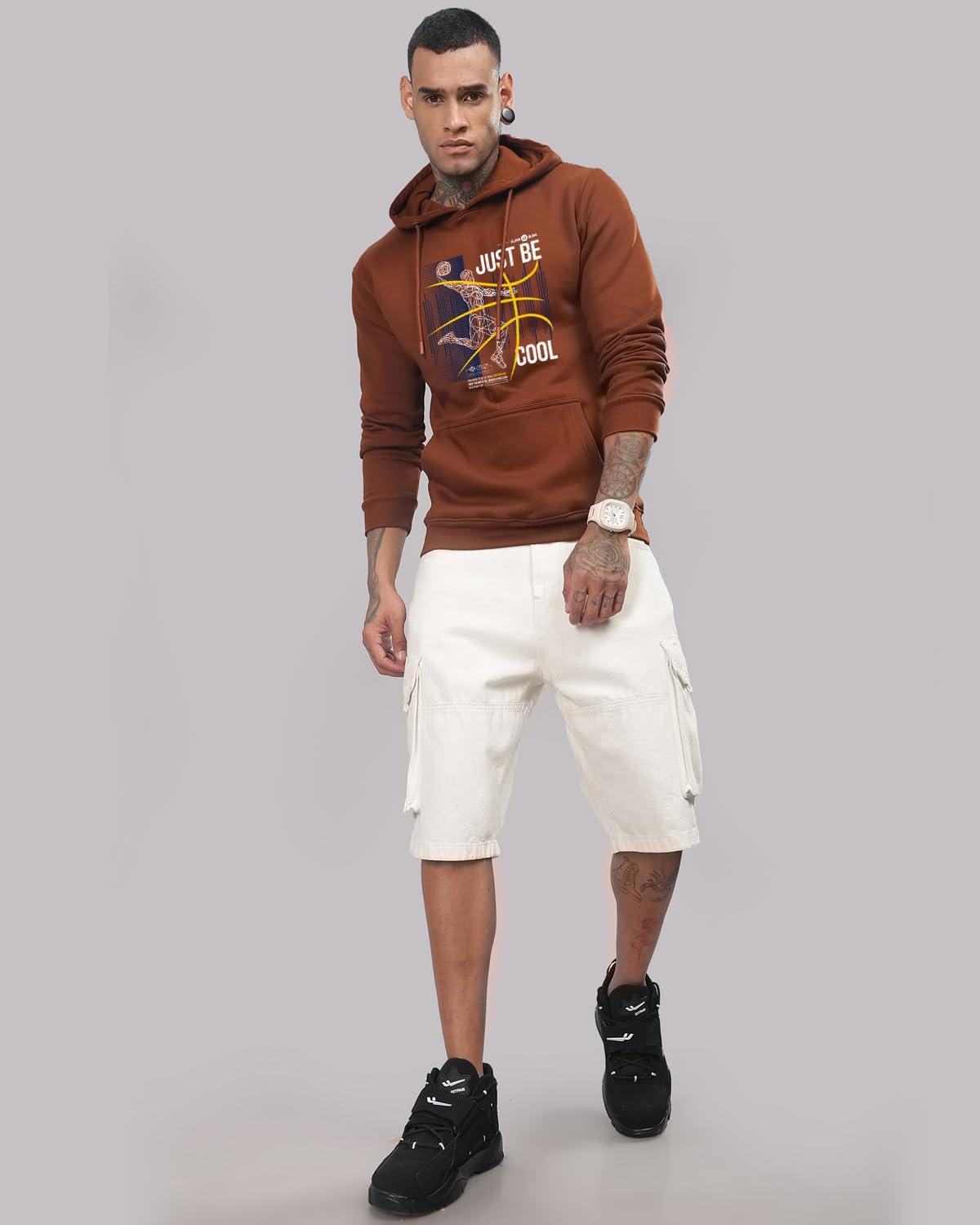 ADRO Basketball Design Hoodie for Men, 320 GSM Soft Cotton Hoodies, Long Lasting Printed Hoodie | Mens Hoodies | Sweatshirt for