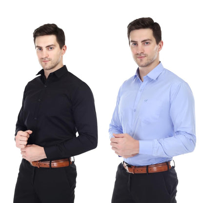 Xjarvis Clifton MenS Regular Fit Cotton Blend Plain Shirt  Full Sleeves Casual & Formal Summer Shirt With Pocket Design & Sprea