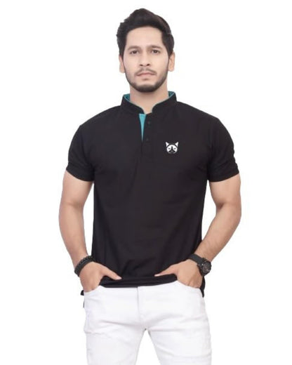 Baghadbillo MenS And BoyS Polyster T-Shirt With Mandarin Collared Neck Half Sleeves Closuer Button And Regular Fit | Polo T Sh