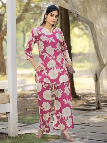 Tee Projekt Cotton Ethnic Wear Co Ord Set For Women | Travel Co Ord Set For Women Pink