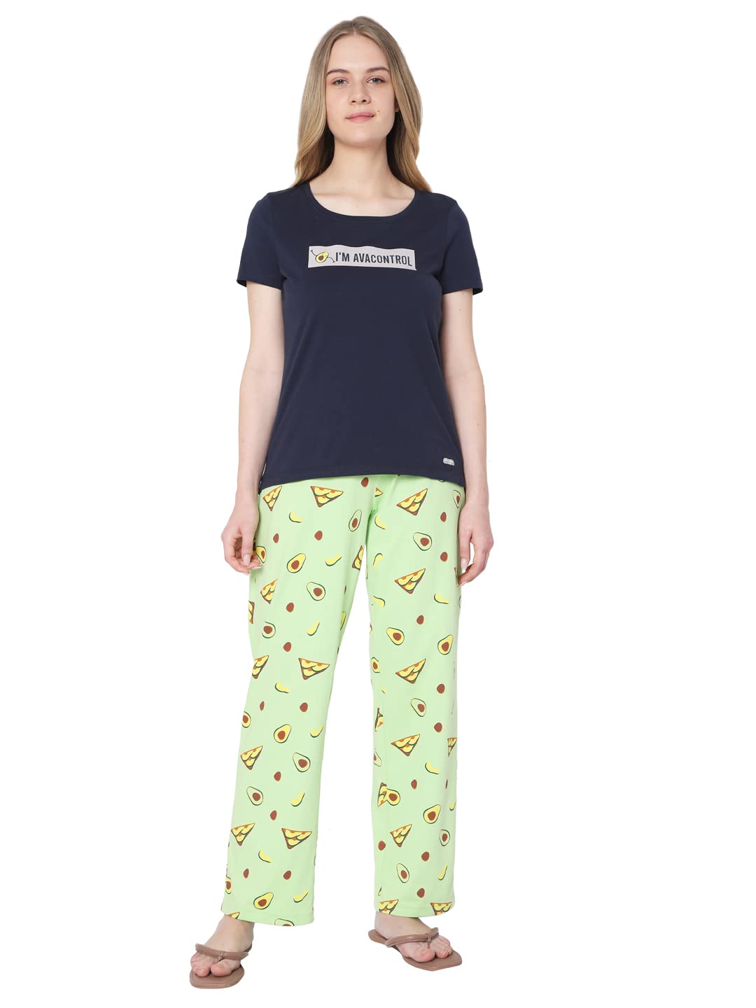Vero Moda Ease Straight Fit T-Shirt And Pajama Set (10272821_Black Iris Xs)