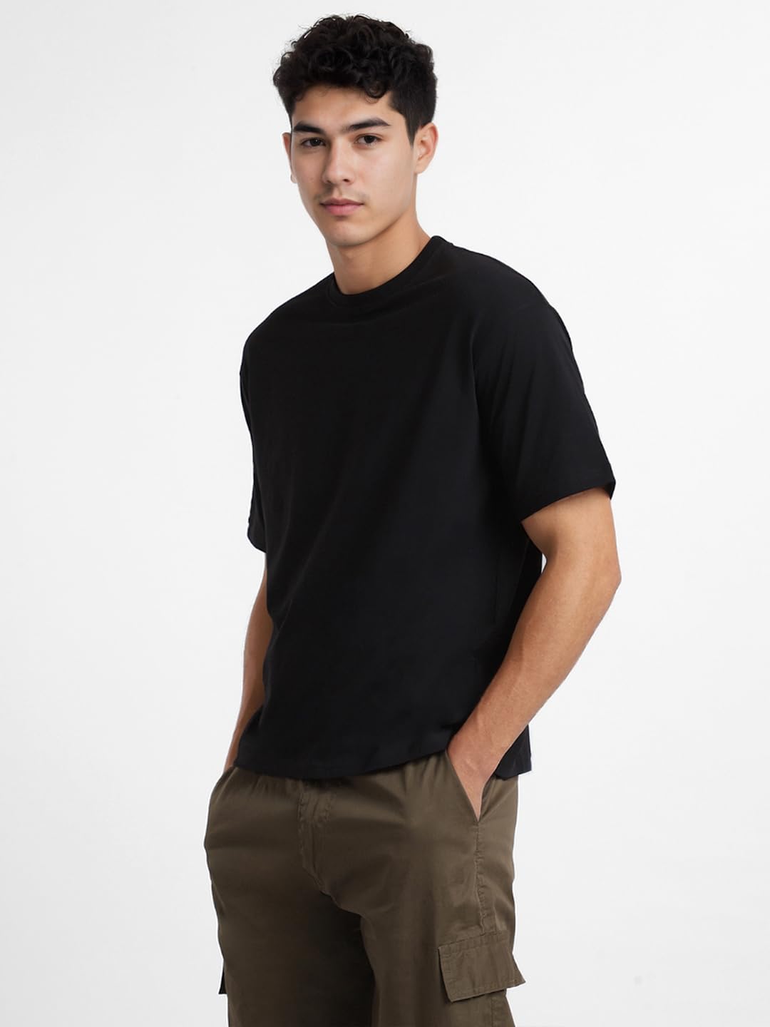 Nobero MenS Graphic Print Oversized Fit T-Shirt (1M-Twrt-C0841_Black