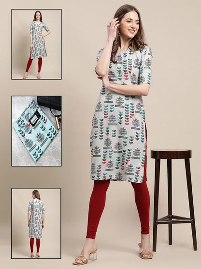 Pinkmint Printed Kurti for Womens ll Straight Kurtis for Womens ll Stylished Kurti (Pack of 6)