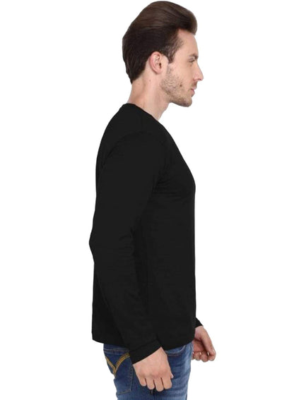 ADRO Men's Full Sleeve Cotton T-Shirt (FS-C-PLN-BL_Black)
