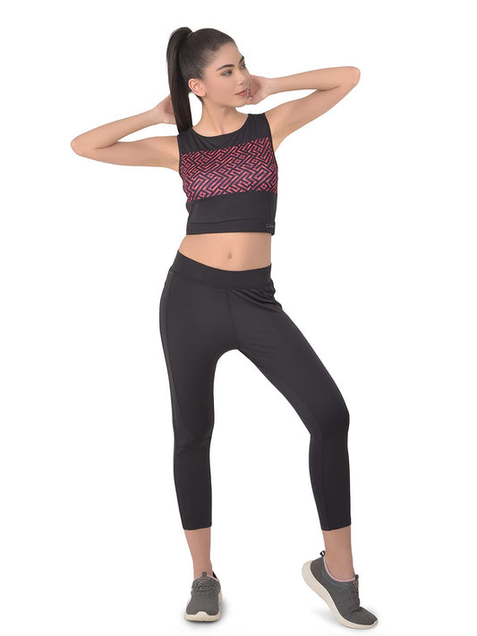 Clovia Womens Cotton Activewear Sports Crop Top (AT0152P13_Black_M)
