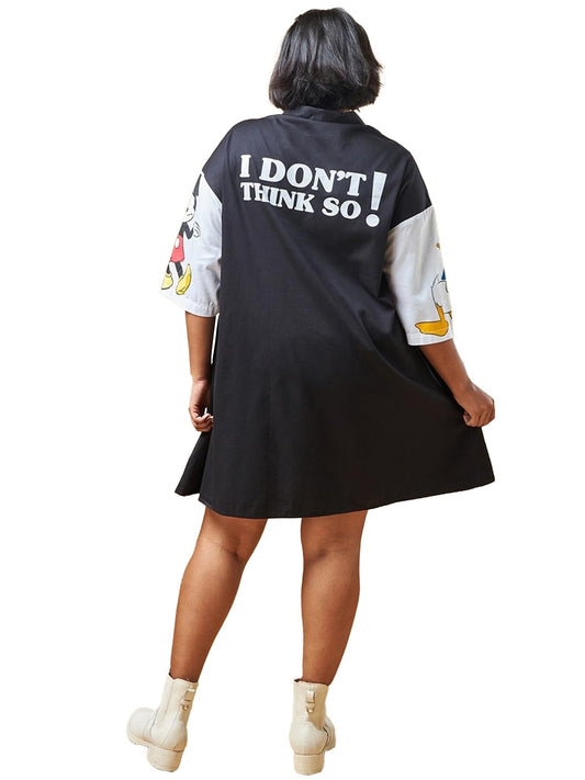 Bewakoof Official Disney Merchandise WomenS Graphic Printed Oversized Fit Half Sleeve Collared Cotton Twill Plus Size Shirt Dre