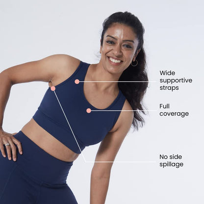 BlissClub Womens Polyester Lightly Padded Wire Free Sports, Full-Coverage Bra
