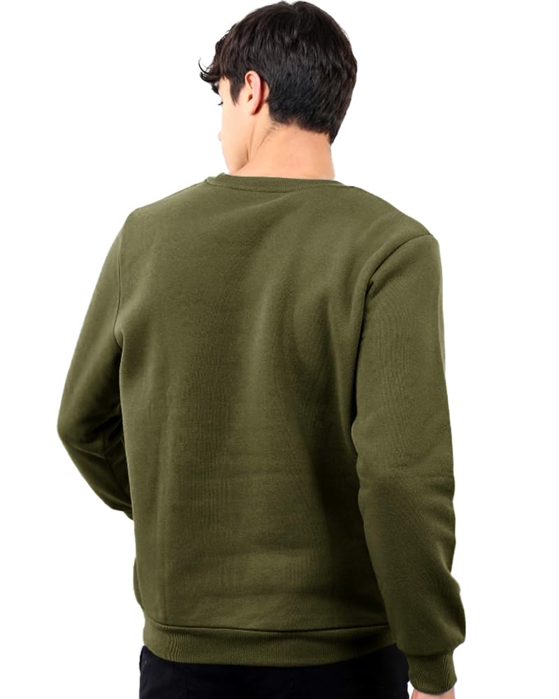 Noble Monk MenS Regular Fit Sweatshirts | Round Neck | Long Sleeve Sweatshirts For Men Olive Green