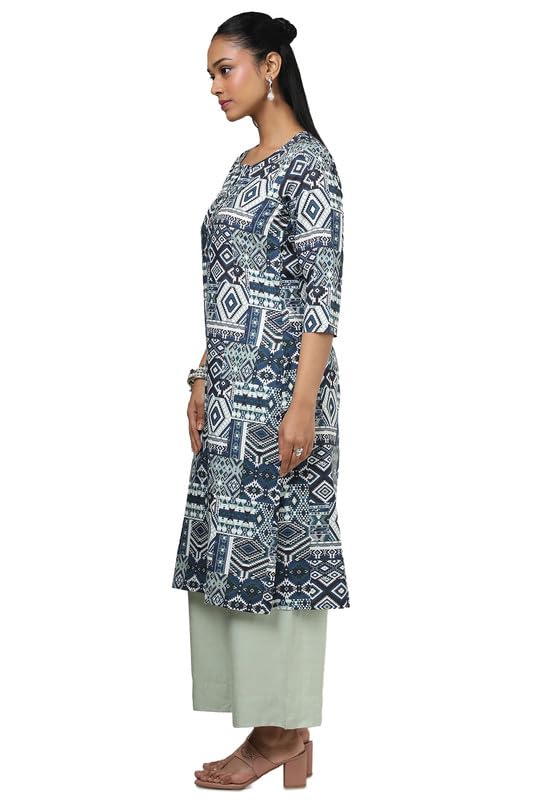 Soch Womens Blue Rayon Ethnic Motifs Kurta