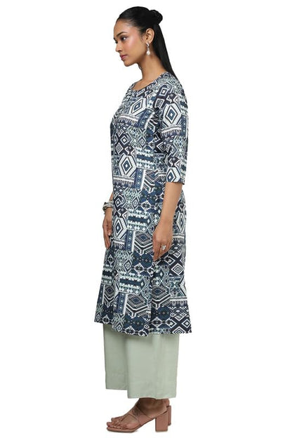 Soch Womens Blue Rayon Ethnic Motifs Kurta