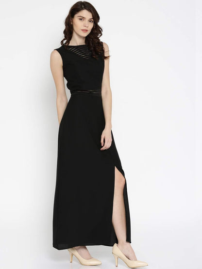 Rare Women'S Synthetic A-Line Maxi Dress (Ep1604- Black_Xl)