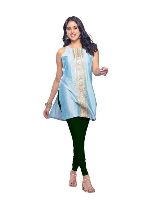 Lyra Premium Viscose Full Length Churidar Leggings For Women Bottle Green