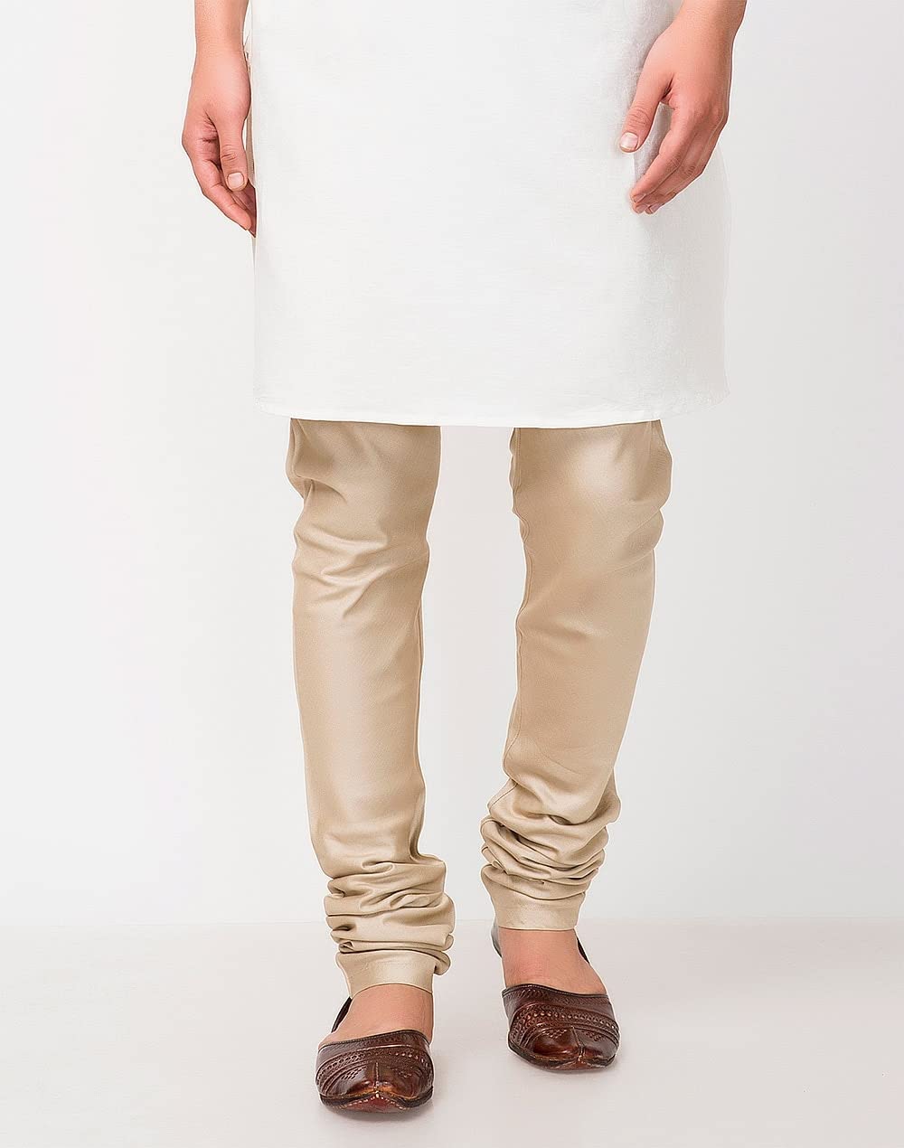 Fabindia Men's Beige Viscose Blend Solid Comfort Fit Churidar Pyjama