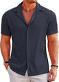CB-COLEBROOK Mens Casual Button Down Shirts Short Sleeve Regular Fit Fashion Spread Beach Shirts Tops (in, Alpha, 2XL, Regular,