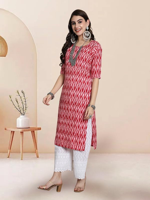 Pinkmint Elegant Printed Crepe KurtiS For WomenS Ll Fashionable Kurti Ll Straight Round Neck Kurti (Pack Of 1) Pink