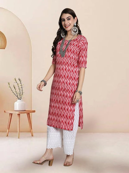 Pinkmint Elegant Printed Crepe KurtiS For WomenS Ll Fashionable Kurti Ll Straight Round Neck Kurti (Pack Of 1) Pink