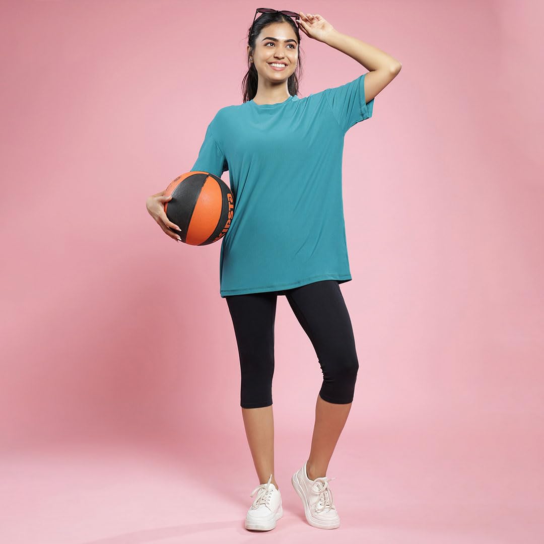 BlissClub Women The Breezy Boyfriend Tee| BreezeFlo Fabric| Oversized Relaxed fit | Tops for Women | Activewear