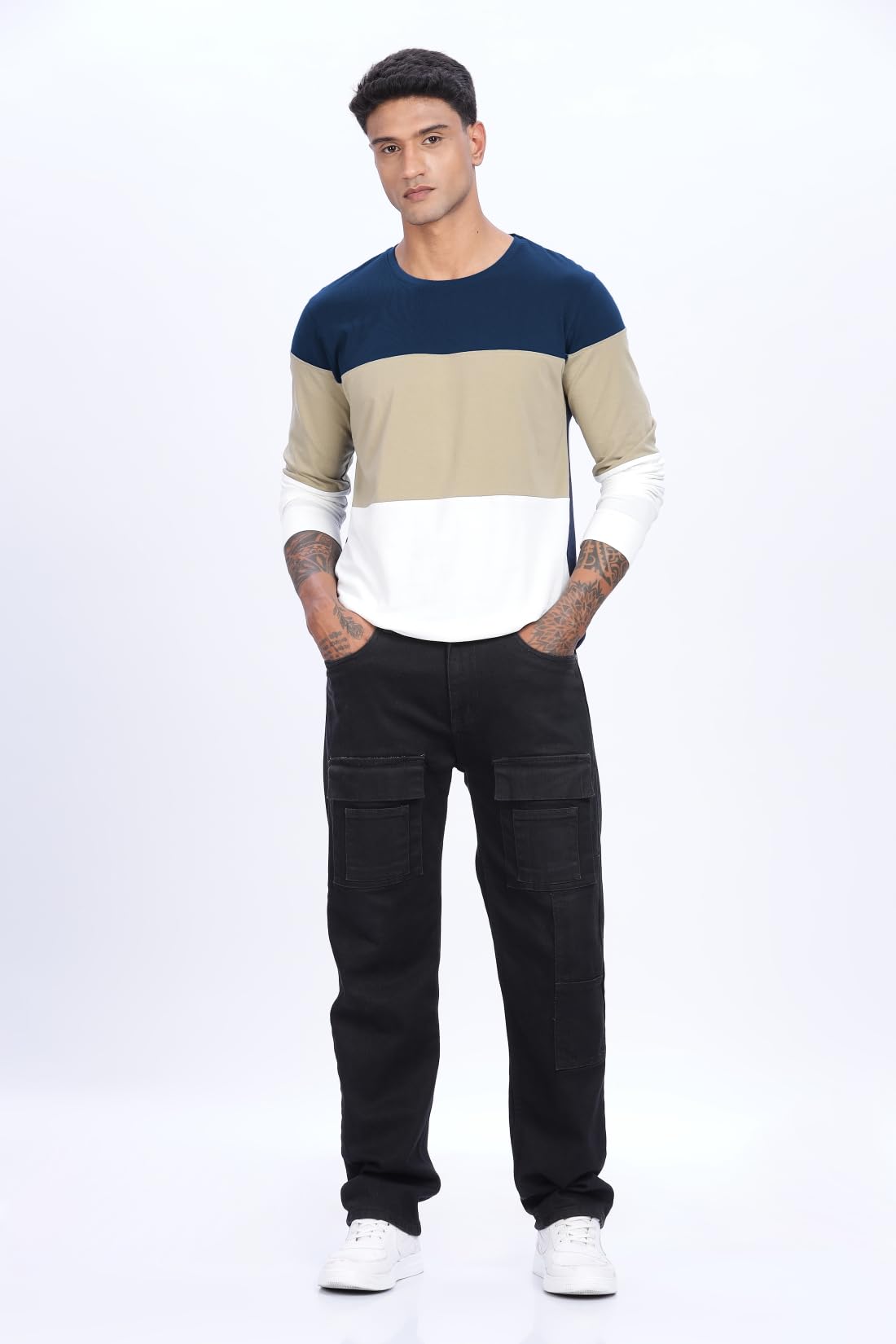 ADRO Men Full Sleeve T-Shirt | Soft Cotton Tshirt for Men| Stylish Multi Color Full Sleeve Round Neck Tshirt for Men|FR24-NBBE