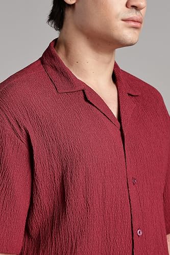Fyltr MenS Solid Regular Fit Shirt (Fylss25Ms-1317_Pomegranate