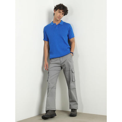 Nobero MenS Self Design Regular Fit Polo Shirt (1M-Twpo-R0017_Victoria Blue