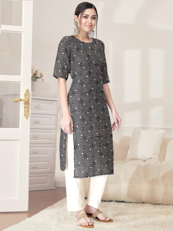 Pinkmint Kurta Set for Women Cotton Printed Straight Kurta with Pant (Pack of 1)