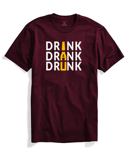 ADRO Men's Drink Drank Drunk Printed T-Shirt