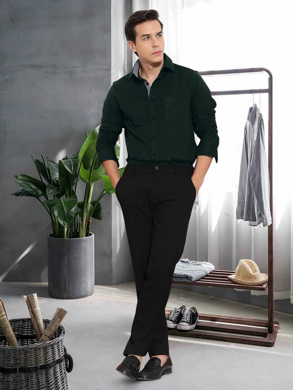Tee Projekt Cotton Office wear Shirt|| Solid Shirt for Mens|| Casual Shirt for Men||Long Sleeve Spread Collar Shirt for Men Oli