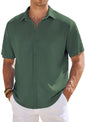 CB-COLEBROOK Mens Waffle Knit Textured Button-Down Wrinkle Free Casual Shirts, Short Sleeves, Summer Beach Tops (in, Alpha, XL,