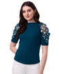 Noble Monk WomenS Solid Stretchable Top | Round Neck Half Sleeve | Regular Fit Top For Women