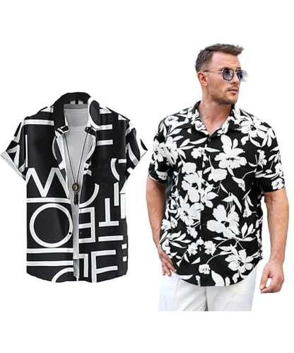 LookMark Mens Cotton Blend Casual Beach Wear Shirts | Stylish Printed Shirts for Men | Comfortable Summer Wear | Party, Vacatio
