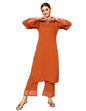 Varanga Women Rust Straight Kurta Set With Tonal Bottom  Relaxed Fit, Casual & Semi-Formal Wear, Comfortable Cotton Kurta For Wo