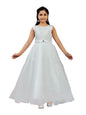 Aarika Girls White Colour Emballished Net Gown (3-9 Years)