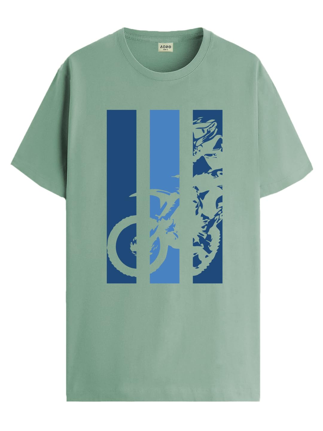 ADRO Men's Bike Rider Printed Cotton T-Shirt (RN22-2-BIK-PT_Pista)