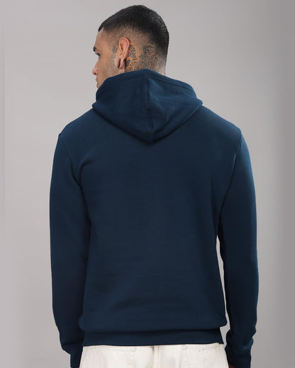 ADRO Men's Cotton Neck Hooded Sweatshirt (H-M-PC-SB_Teal)