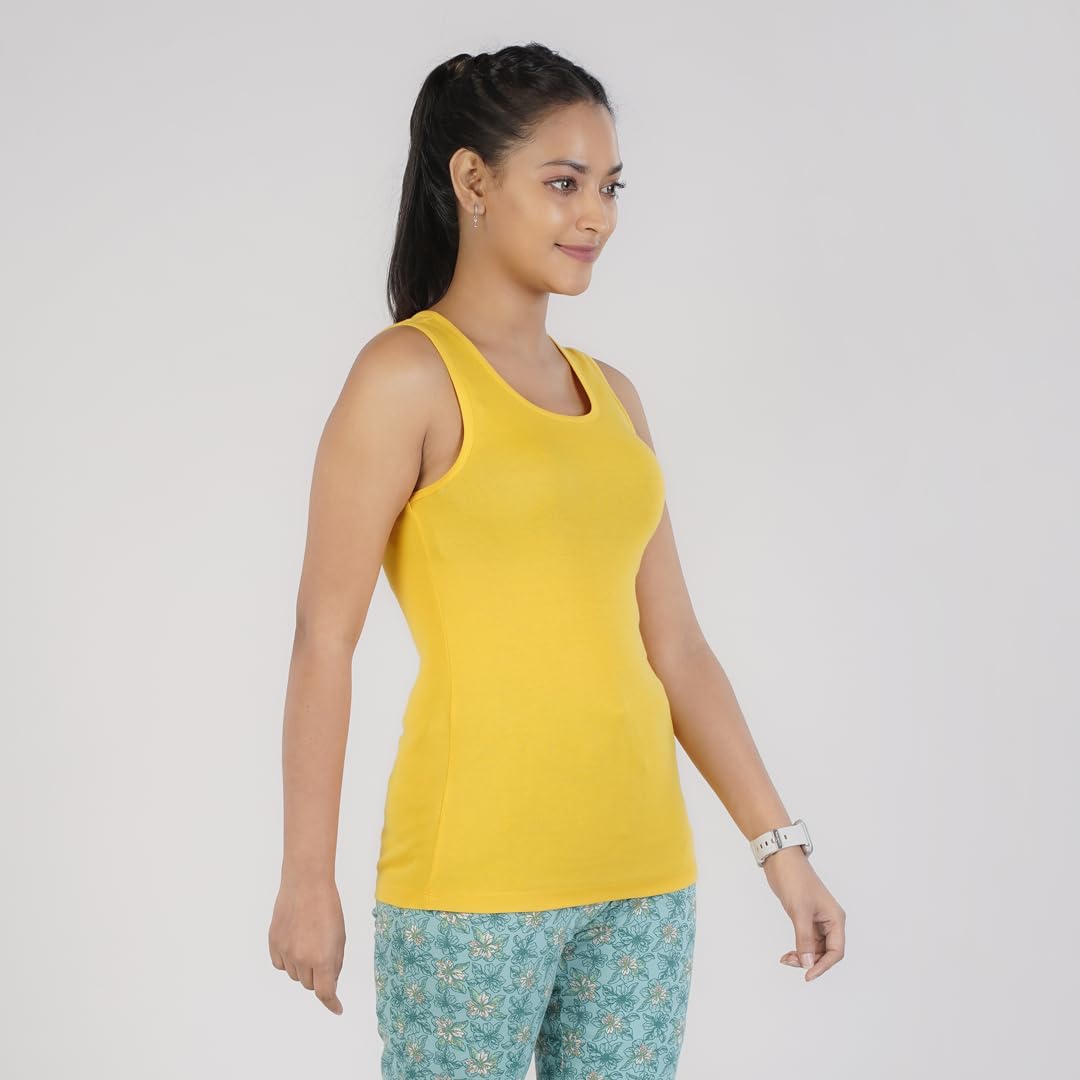 Rupa Colors Playsure Solid 100% Combed Cotton Rib Fabric, Womens Tank Top, Sleeveless Pack of 1