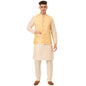 Jompers Mens Solid Dupion Silk Kurta Pyjama Set With Embroidered Nehru Jacket