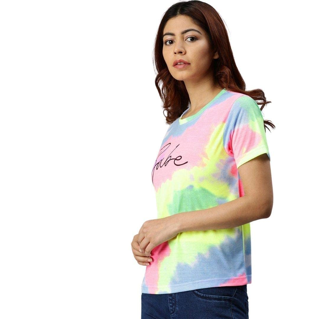Juneberry Tie & Dye Printed Half Sleeve Round Neck Regular Fit T-Shirt Combo For Women (Pack Of 2)