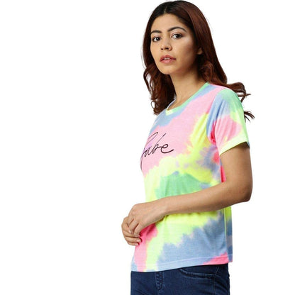 Juneberry Tie & Dye Printed Half Sleeve Round Neck Regular Fit T-Shirt Combo For Women (Pack Of 2)